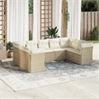 Afuera Living Contemporary 9 Piece Poly Rattan Sofa Set in Beige