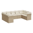 Afuera Living Contemporary 9 Piece Poly Rattan Sofa Set in Beige