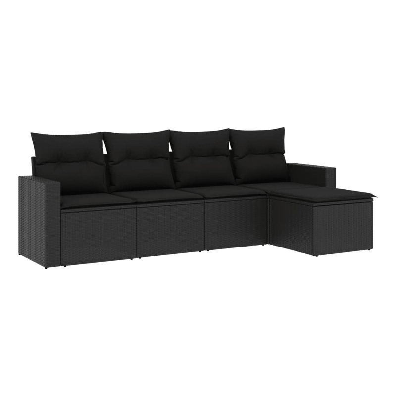 Afuera Living Contemporary 5 Piece Poly Rattan Sofa Set in Black