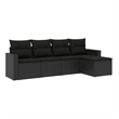 Afuera Living Contemporary 5 Piece Poly Rattan Sofa Set in Black