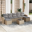 Afuera Living Contemporary 8 Piece Poly Rattan Large Sofa Set in Beige
