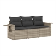 Afuera Living Contemporary 3 Piece Poly Rattan Medium Sofa Set in Gray