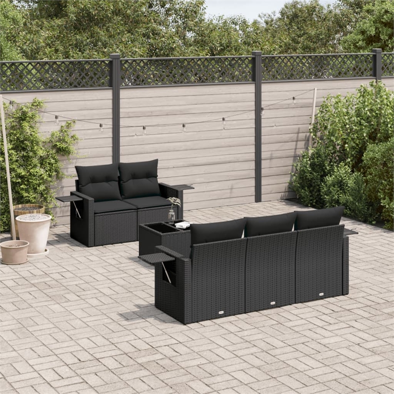 Afuera Living Contemporary 6 Piece Poly Rattan Sofa Set in Black