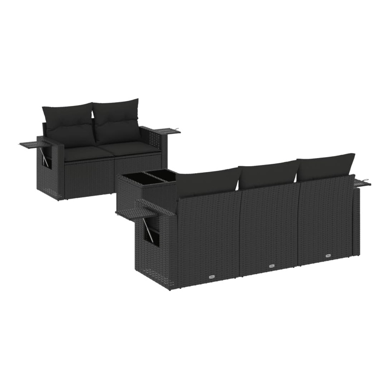 Afuera Living Contemporary 6 Piece Poly Rattan Sofa Set in Black