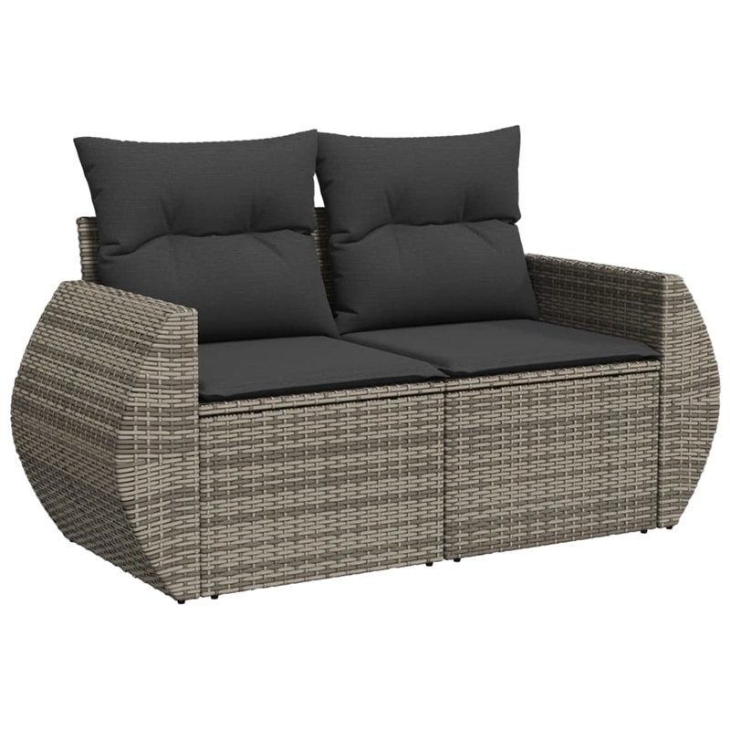 Afuera Living Contemporary Synthetic Poly Rattan 9 Piece Sofa Set in Gray