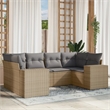 Afuera Living Contemporary Synthetic Poly Rattan 6 Piece Sofa Set in Gray/Beige
