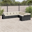 Afuera Living Contemporary Poly Rattan Large Sofa Set in Black/Cream