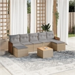 Afuera Living Contemporary Synthetic Poly Rattan 8 Piece Sofa Set in Gray/Beige