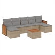 Afuera Living Contemporary Synthetic Poly Rattan 8 Piece Sofa Set in Gray/Beige