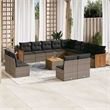 Afuera Living Contemporary Synthetic Poly Rattan 14 Piece Sofa Set in Gray
