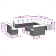 Afuera Living Contemporary Synthetic Poly Rattan 14 Piece Sofa Set in Gray