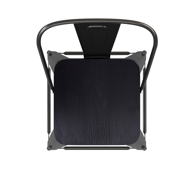 Afuera Living Counter Stool with Removable Back/Poly Seat-Black/Black