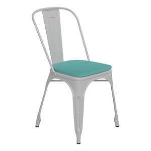 Afuera Living All-Weather Commercial Stack Chair & Poly Resin Seat in White/Mint