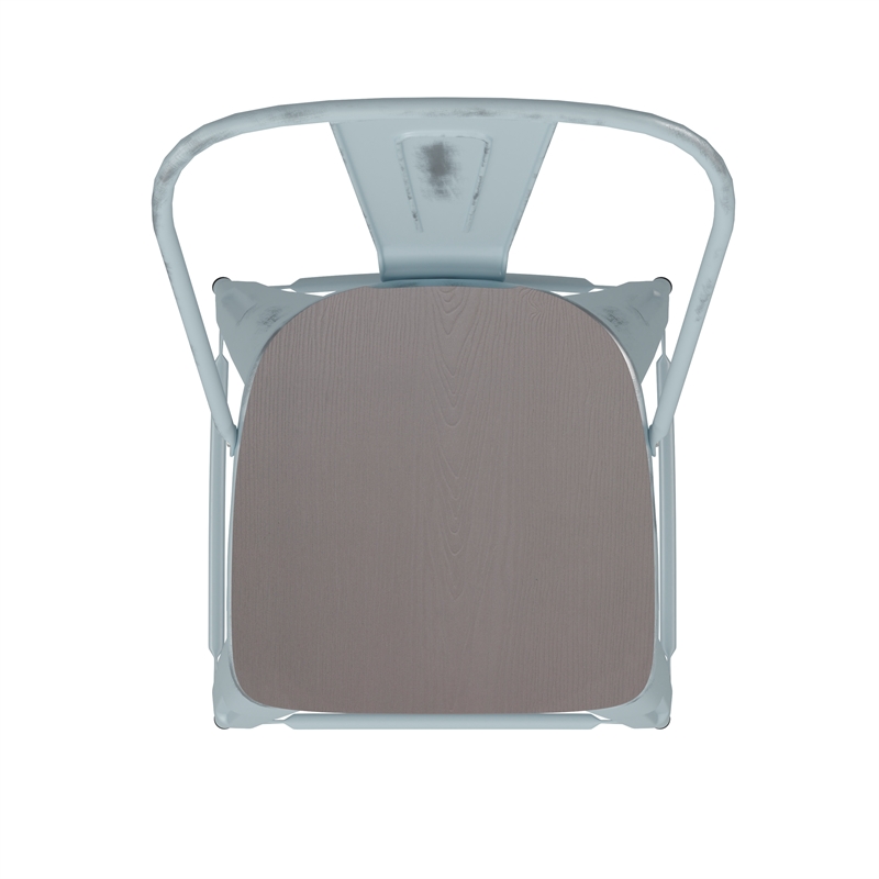 Afuera Living Counter Height Stool with Poly Resin Seat in Green in Blue/Gray