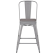 Afuera Living Counter Stool with Removable Back/Poly Seat in Silver/Gray