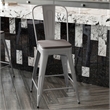 Afuera Living Counter Stool with Removable Back/Poly Seat in Silver/Gray