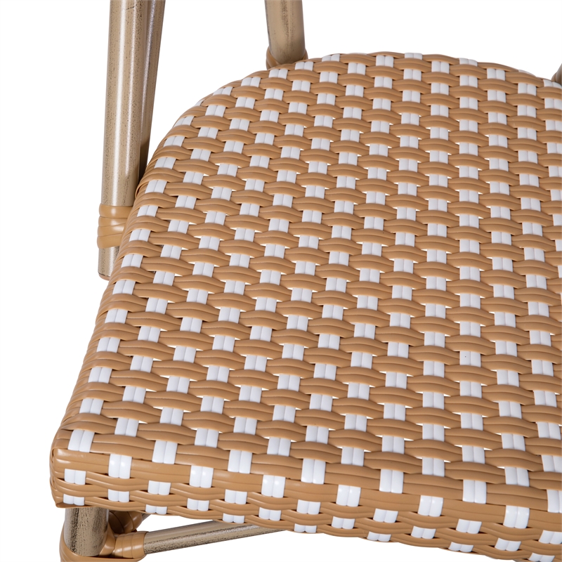 Afuera Living Paris Chair in Bamboo Print Aluminum Frame in Natural/White