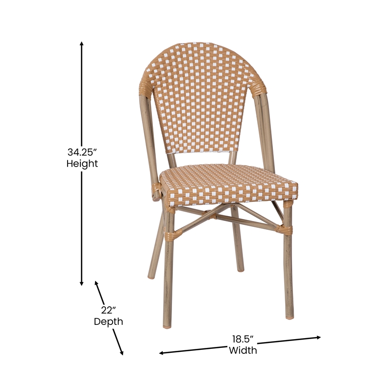Afuera Living Paris Chair in Bamboo Print Aluminum Frame in Natural/White