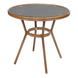 Afuera Living Indoor/Outdoor Commercial Glass Top Bistro Table in Black