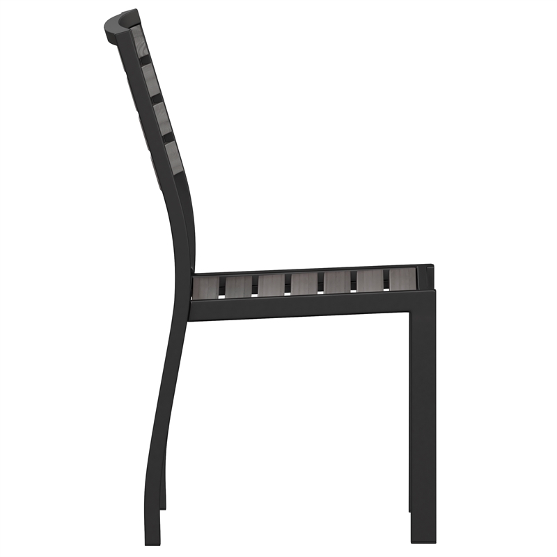 Afuera Living Outdoor Faux Teak Patio Side Chair with Gray Wash Poly Slats