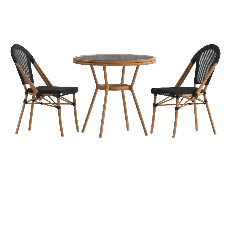 Afuera Living Indoor/Outdoor Bistro Set with Table & Two Chairs in Black