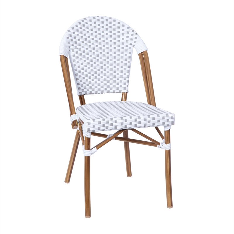 Afuera Living Indoor/Outdoor Bistro Set with Table & 2 Chairs in White/Gray