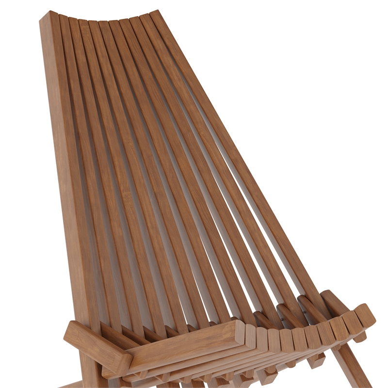 Afuera Living Indoor/Outdoor Low Profile Wood Patio Folding Chair in Brown