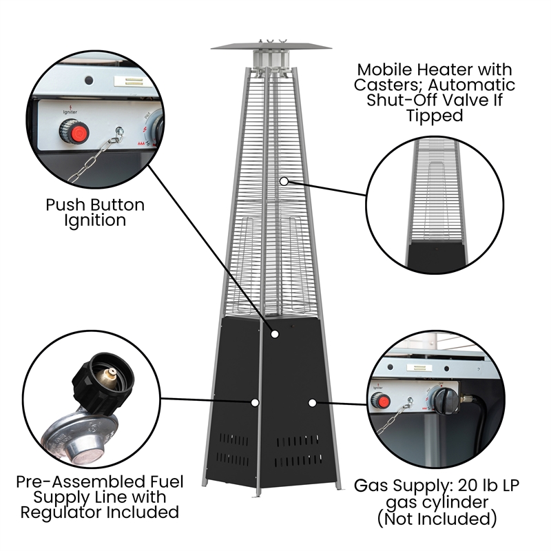 Afuera Living Outdoor Black 7.5 Feet Round Steel 42 000 BTU Patio Heater