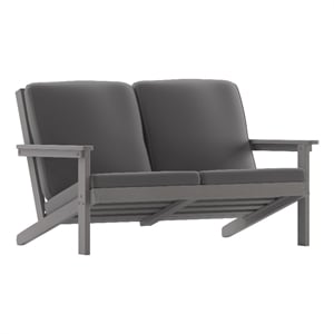 Afuera Living All-Weather Poly Resin Adirondack Loveseat & Cushions in Gray/Gray
