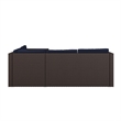 Afuera Living Patio Wicker Rattan Sofa & Table Set in Brown & Navy