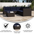Afuera Living Patio Wicker Rattan Sofa & Table Set in Brown & Navy