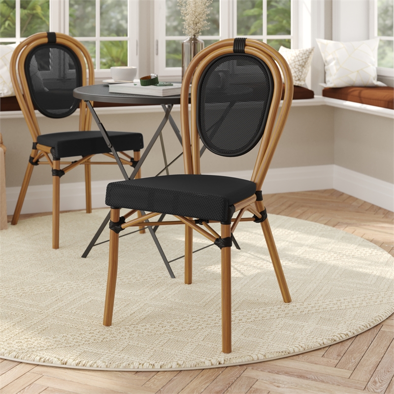 Afuera Living All-Weather Paris Chair with Natural Metal Frame in Black