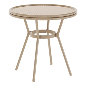 Afuera Living Indoor/Outdoor Commercial Glass Top Bistro Table in Natural/White