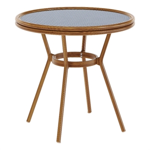 Afuera Living Indoor/Outdoor Commercial Glass Top Bistro Table in Navy/White