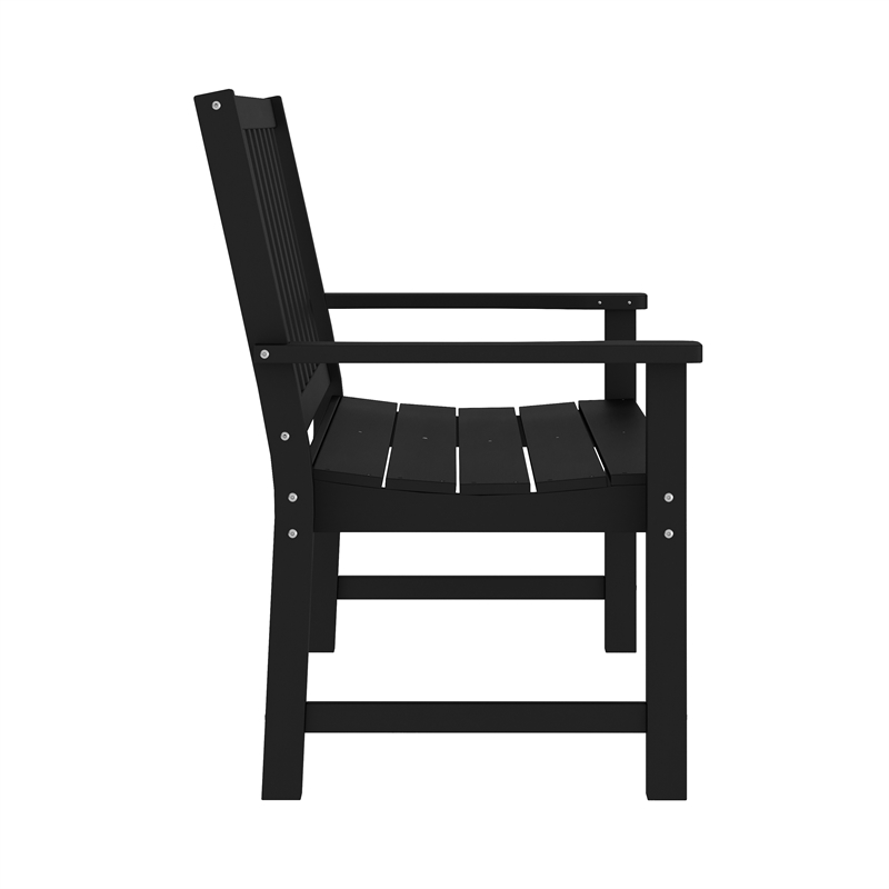 Afuera Living Heavy Duty Recycled HDPE Bench with Curved Seat in Black