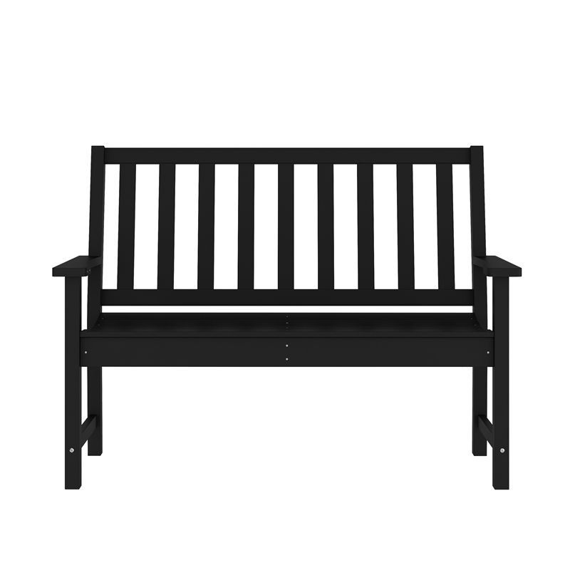 Afuera Living Heavy Duty Recycled HDPE Bench with Curved Seat in Black
