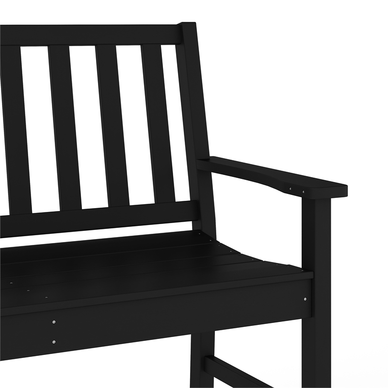 Afuera Living Heavy Duty Recycled HDPE Bench with Curved Seat in Black