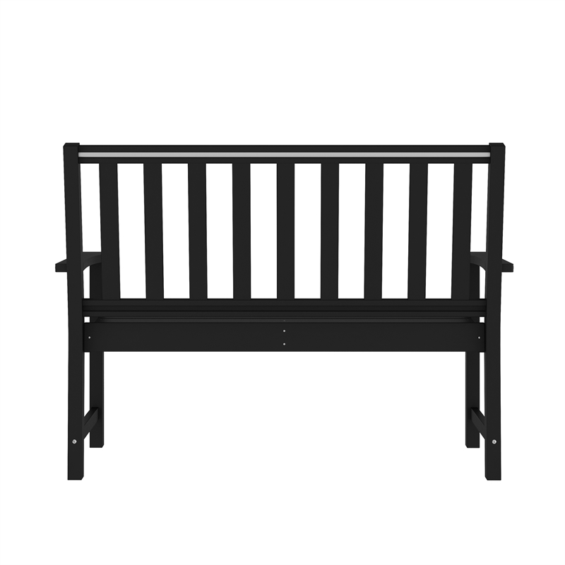 Afuera Living Heavy Duty Recycled HDPE Bench with Curved Seat in Black