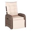 Afuera Living Wicker Rattan Recliner with Flip-Up Side Table in Beige & Brown