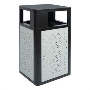 Afuera Living 31.4 GAL Steel Trash Can with Inner Bin Locking Access Door/Silver