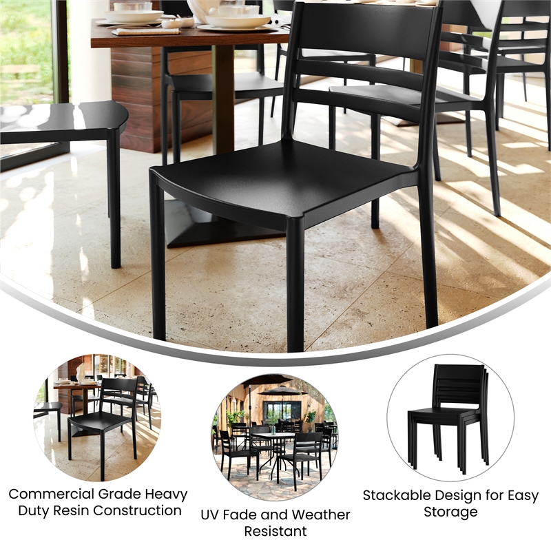 Afuera Living All-Weather Resin Patio Stack Chair with Slatted Backrest