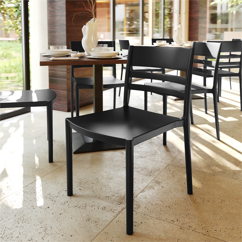 Afuera Living All-Weather Resin Patio Stack Chair with Slatted Backrest