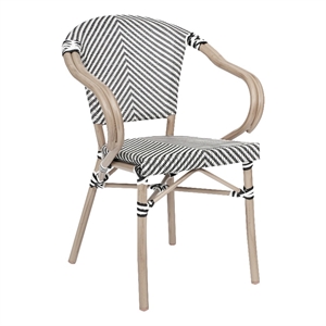 Afuera Living Paris Chair with Arms & LT Natural Metal Frame in Black/White
