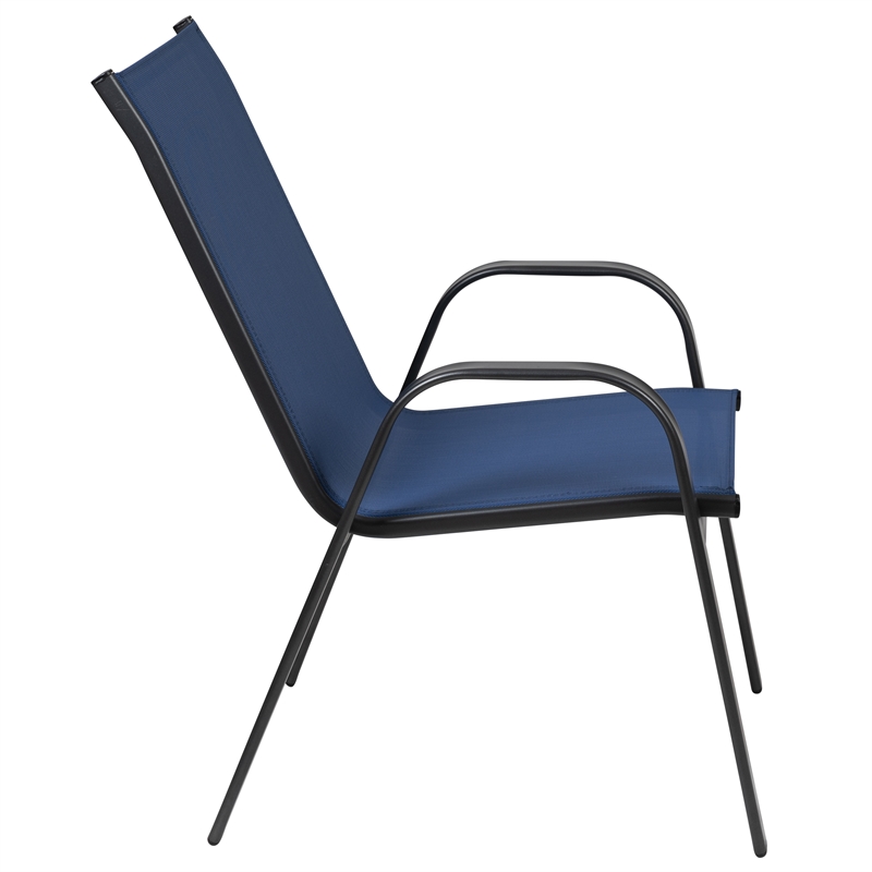 Afuera Living 5 Pc Outdoor Patio Dining Set with Glass Table & 4 Chairs in Navy