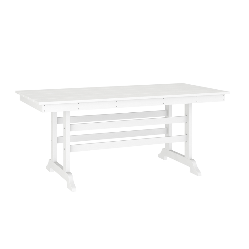 Afuera Living All Weather Adirondack Table & 6 Chairs with Cupholders in White