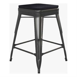 Afuera Living Backless Counter Stool with Poly Seat in Black/Black