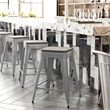 Afuera Living Backless Counter Stool with Poly Seat in Silver/Gray