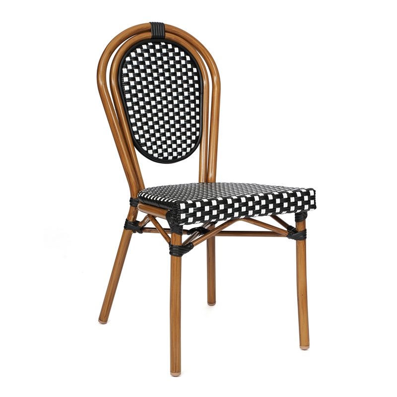 Afuera Living Indoor/Outdoor Bistro Set with Table & 4 Chairs in Black/White