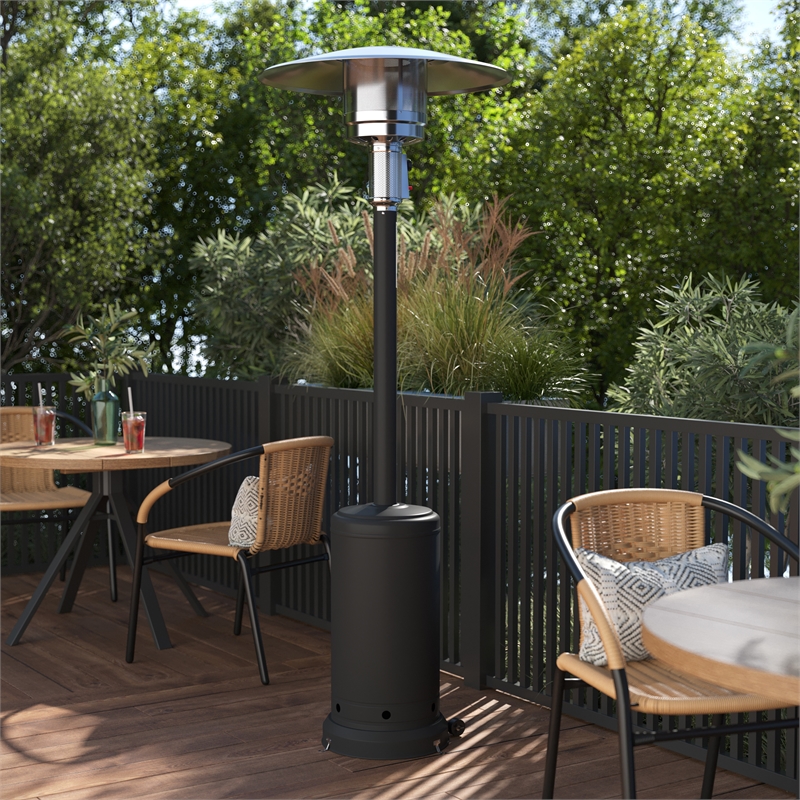 Afuera Living Outdoor Black 7.5 Feet Round Steel 40 000 BTU Patio Heater