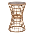 Afuera Living Indoor/Outdoor Natural Boho Rattan Rope Table with Acacia Wood Top